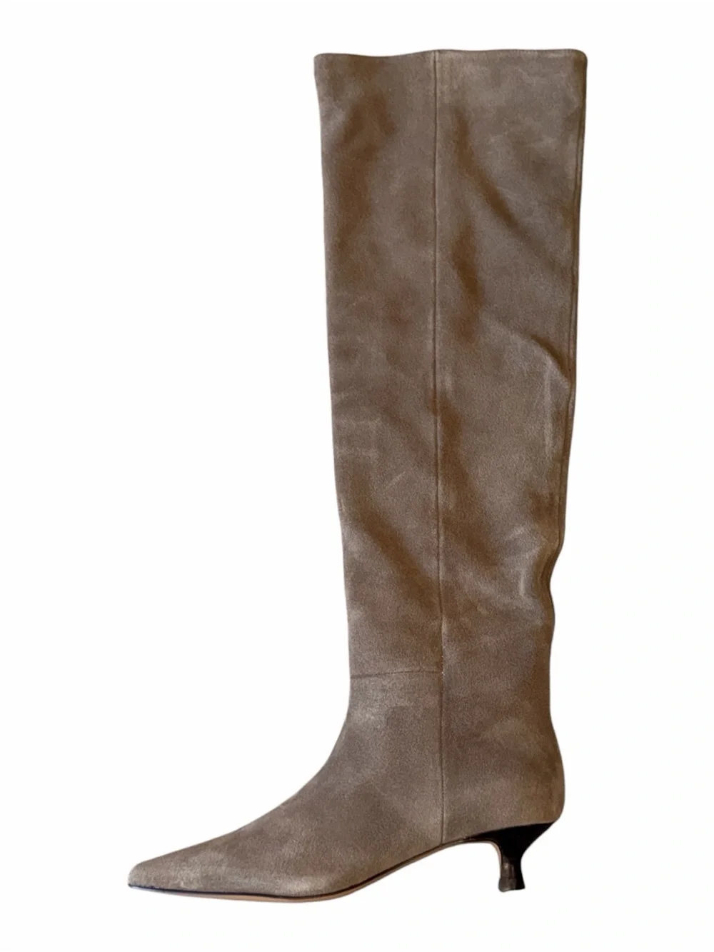 NEW ALDO Pull On Suede Kitten Heel Boot Gray SZ-5  Kitten Heel
